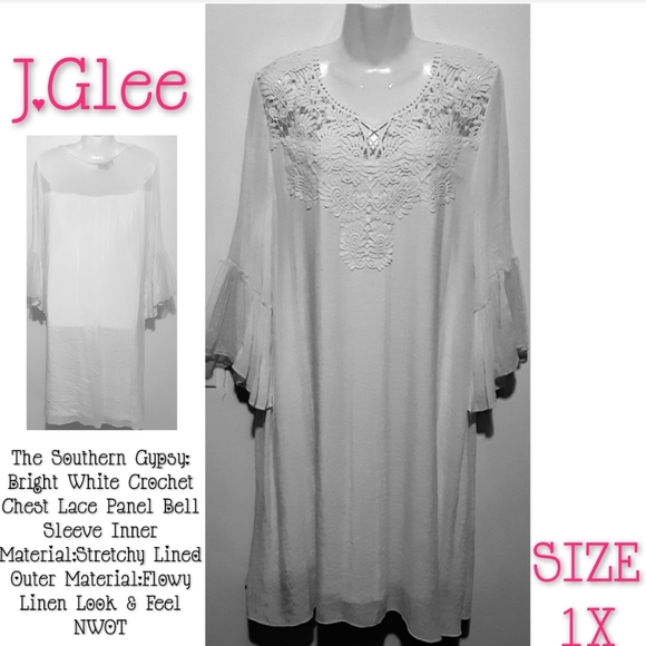 J Glee Crochet Tunic Dress Bell Sleeve Size 1X - Picture 3 of 14